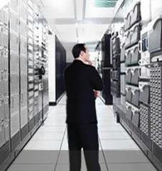 IT consultant in antique server room